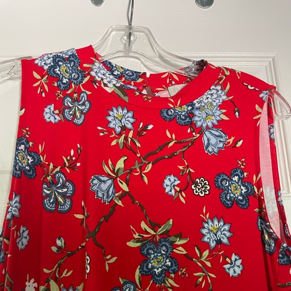 loft | red floral shift dress - Picture 6 of 7